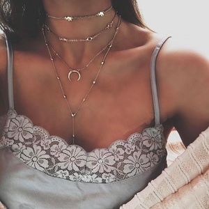 Bohemia Elephant Moon Circular Chain Multi Layer